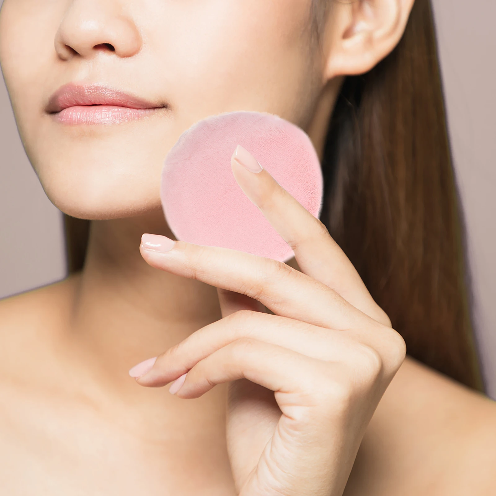 

2 Pcs Powder Puff 55mm Diameter Cotton Makeup Sponge Pink Color Reusable for Women Foundation Blusher Highlighter