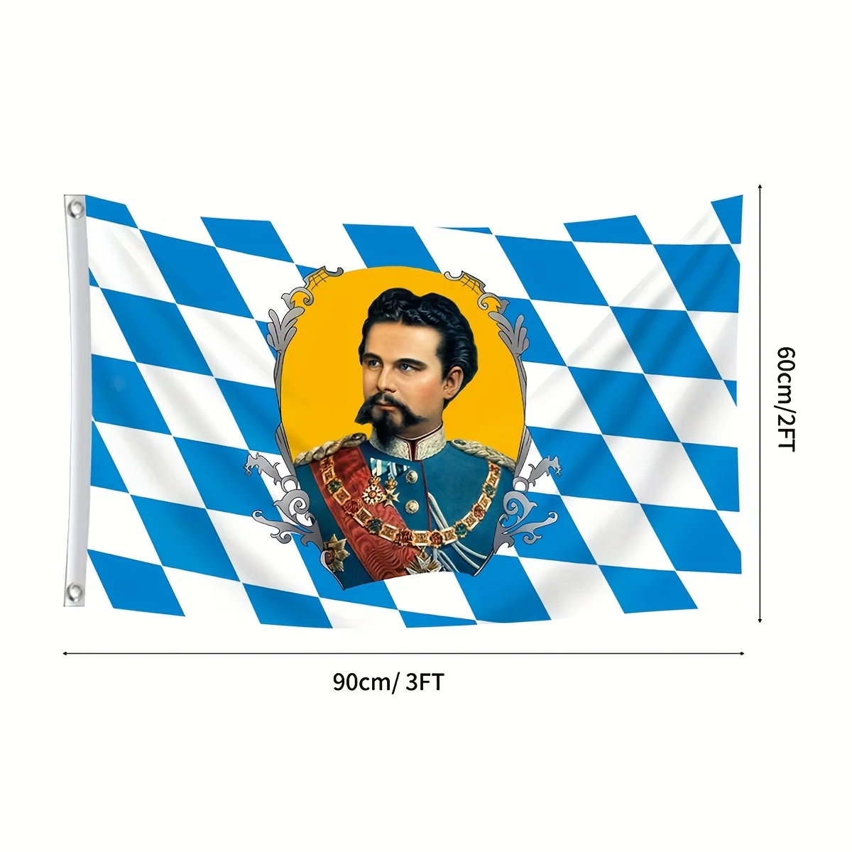 1pc Bavarian King Ludwig II Flag, Polyester with 2 Metal Eyelets, Single-Sided Printing, Suitable for Indoor And Outdoor Decor