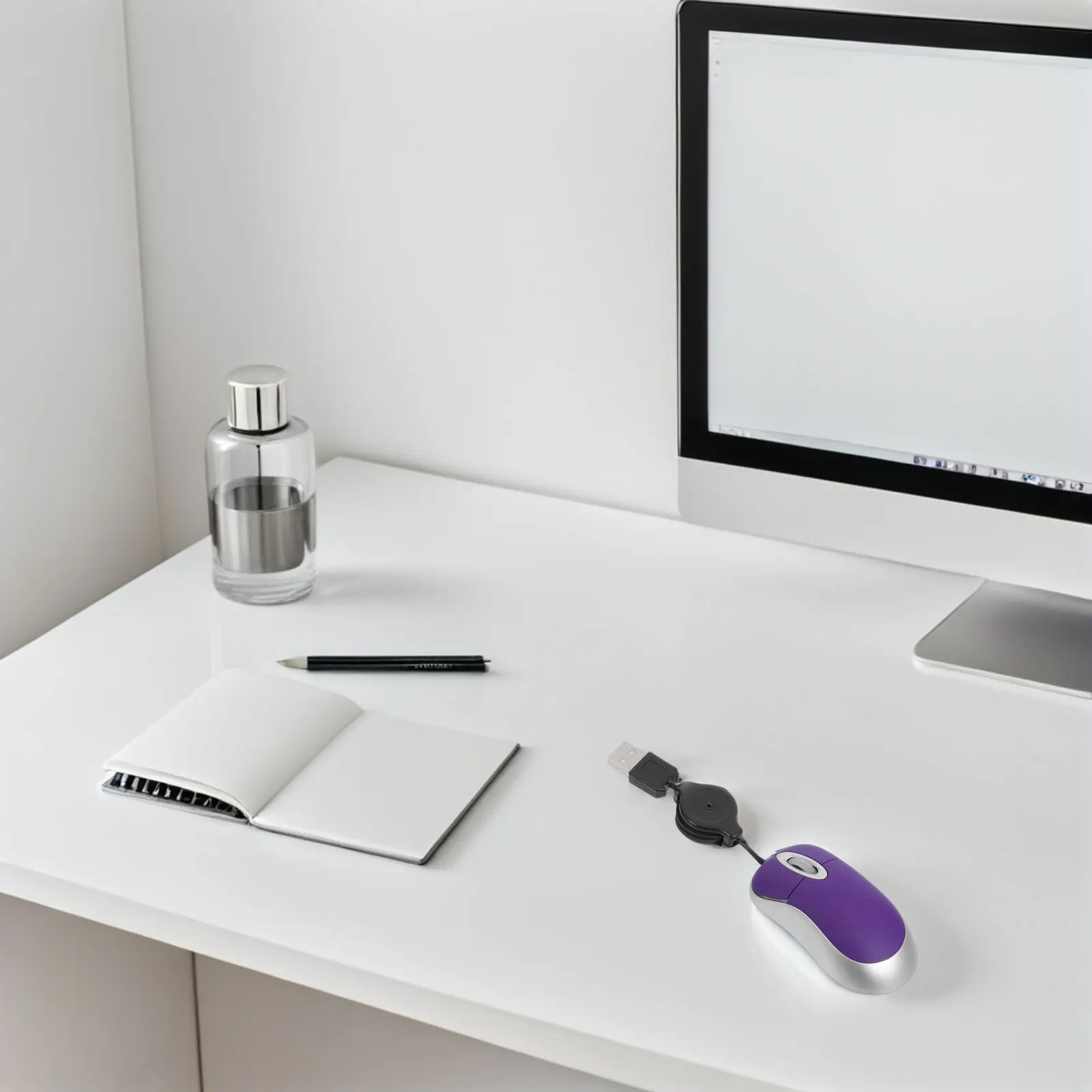 Purple USB Mini Telescopic Mouse Portable Wired Optical Computer Notebook Laptop Silent Ergonomic 1000Dpi Office Working Mouse