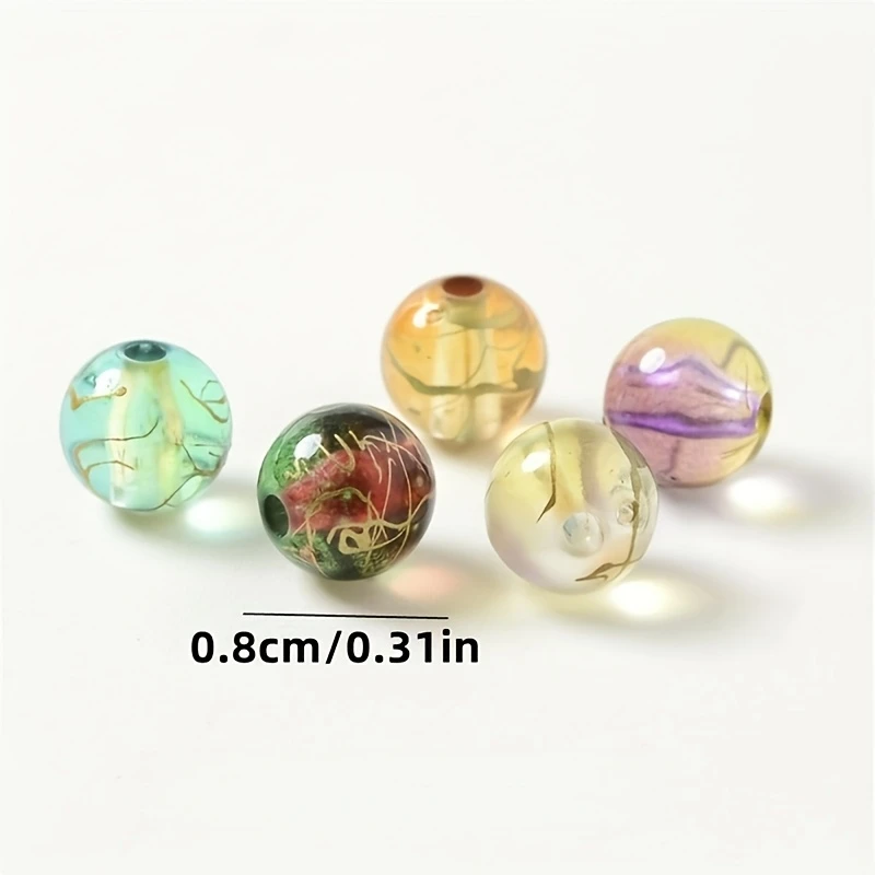 200pcs8mm الذهب نحى نمط ثنائي اللون الخرز المستديرة، أساور يدوية، خواتم، القلائد، سلاسل الهاتف، الخرز الاكريليك، خرز فاصل