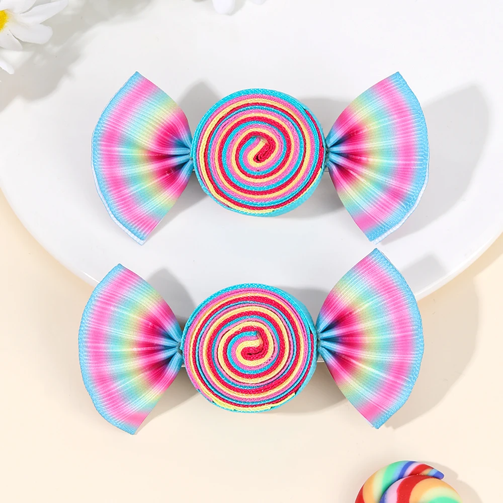 Candy Bow Hair Clips for Girls, 2Pcs Set