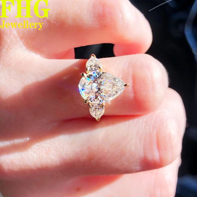 Pear shape 5Carat Solid 18K Au750 White Gold Woman Ring DVVS Moissanite Diamonds Wedding Party Engagement Anniversary Ring