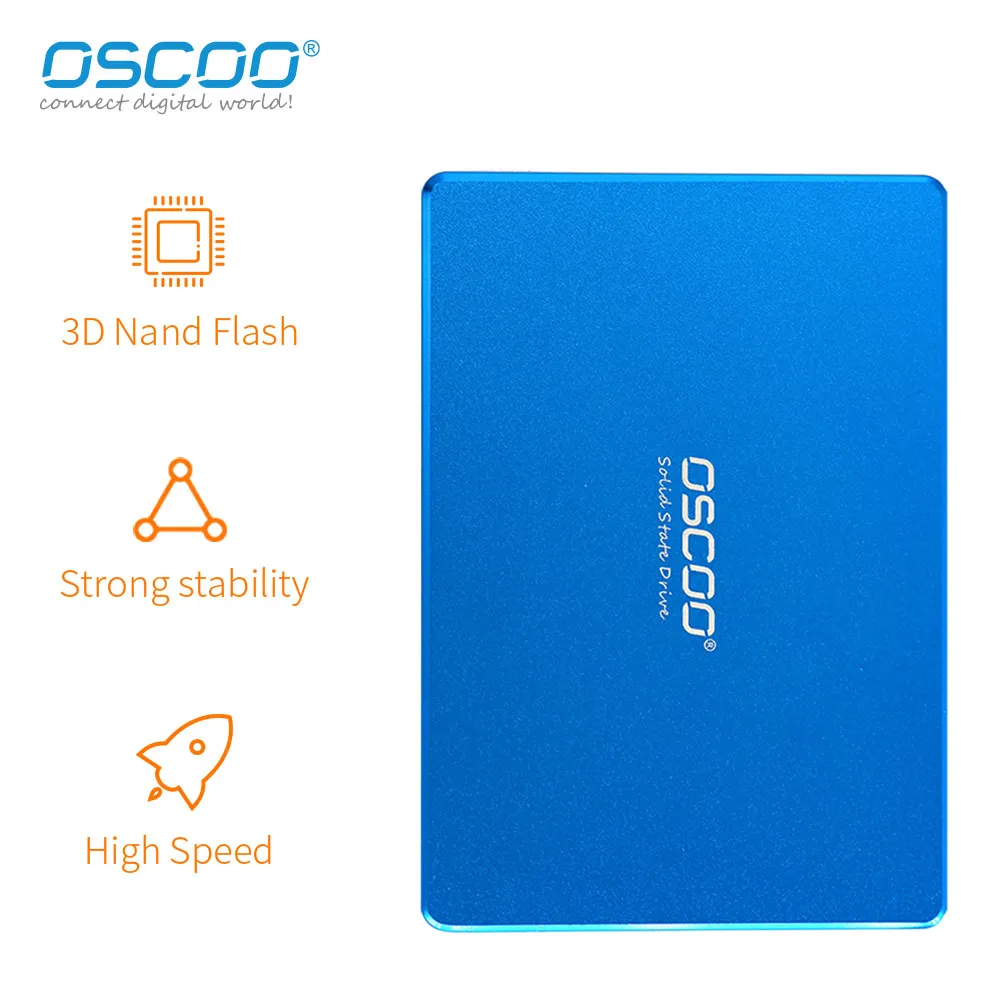 OSCOO Hard Disk SSD SATA3 512GB 256GB 128GB Interno Solid State HDD SSD Disk Solid Blue For Computer Notebook PC