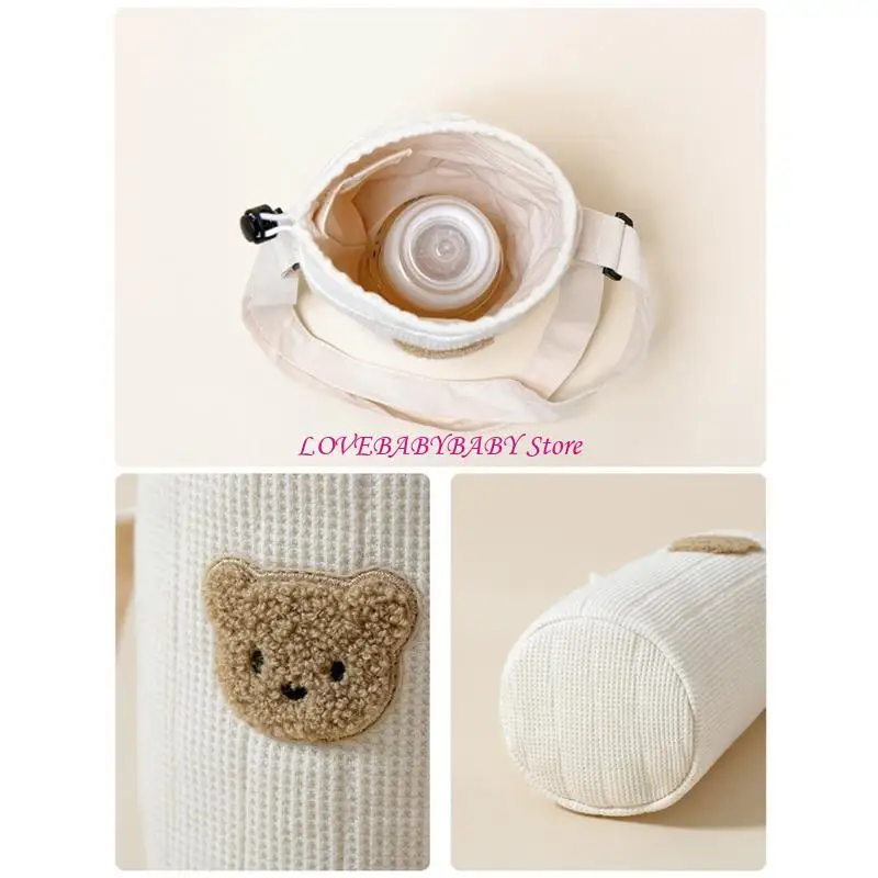 휴대용 베이비 병 가방 여행 케이스 만화 곰 자수 우유 병 조직 여행 및 야외 먹이 4xBC