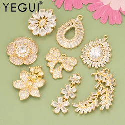 YEGUI ME18,jewelry accessories,18k gold rhodium plated,copper,zircons,hand made,charms,diy pendants,jewelry making,4pcs/lot