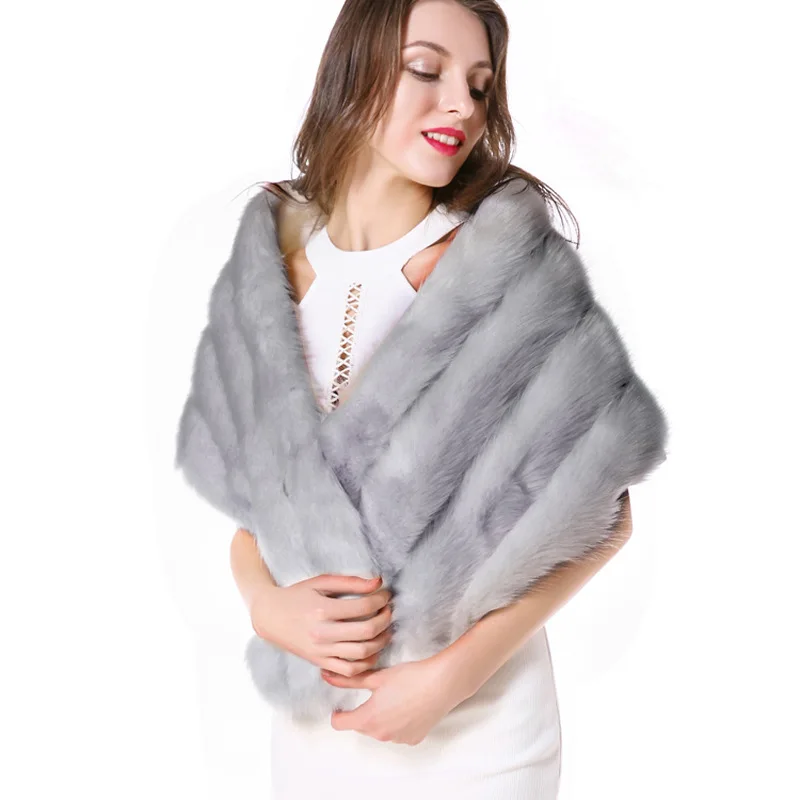 Imitação Mink Stripes Fur Shawl, Capa Espessada, Colete