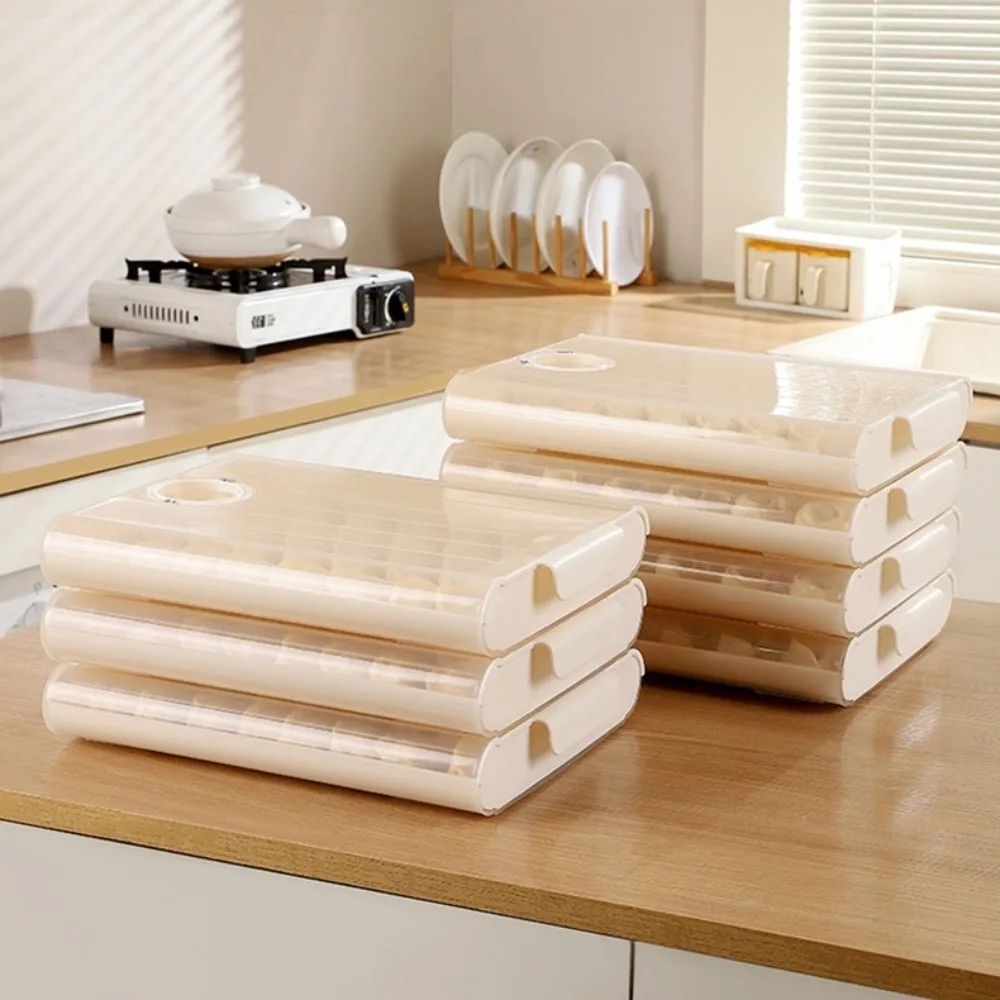 Stackable Dumpling Storage Box Anti-slip Fresh-Keeping Wonton Storage Box Frozen Non-stick Bottom -20℃ To 120℃