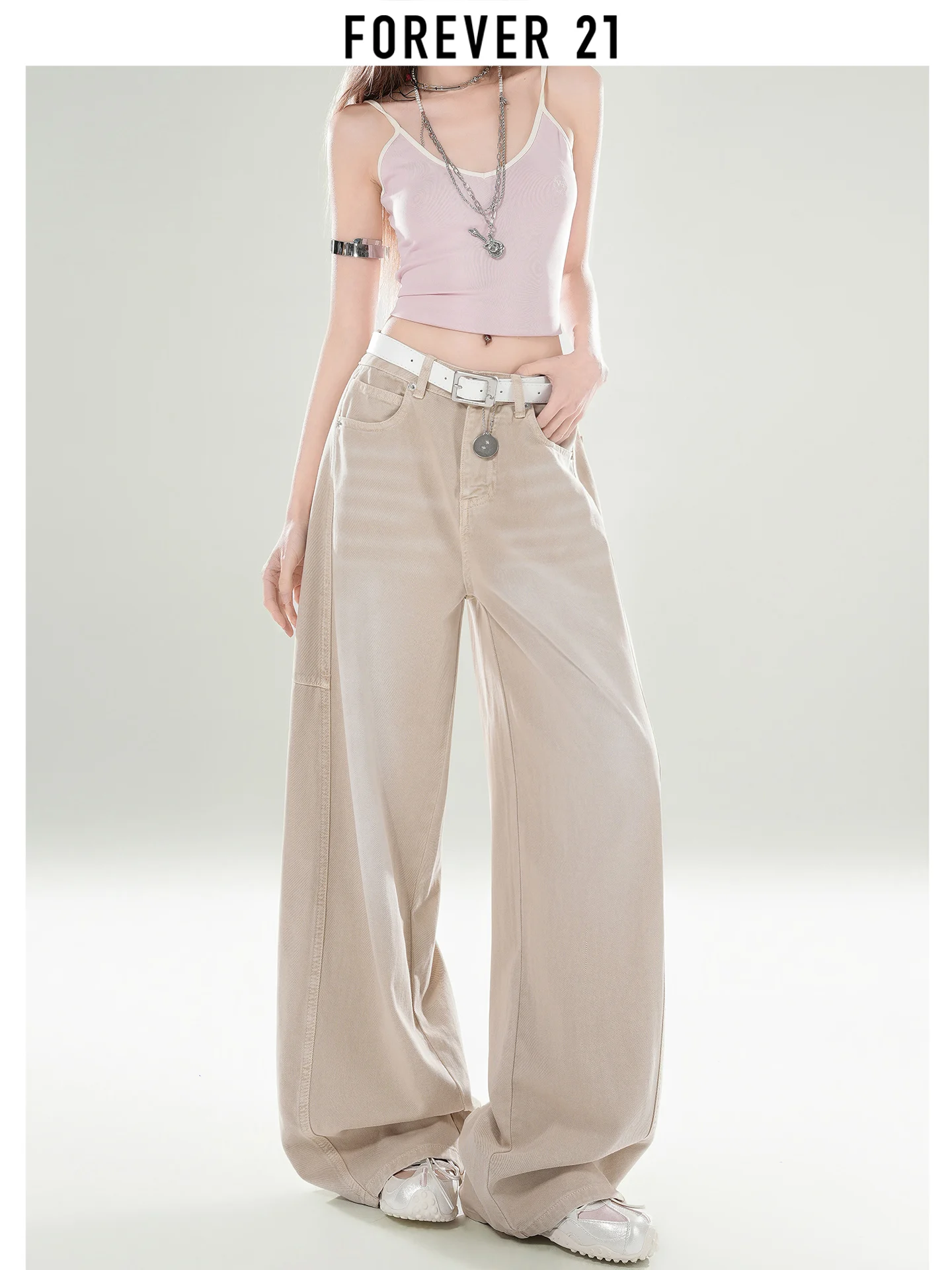 Jeans Forever 21 American High Street de Lyocell Lavado para Mujer, Pantalones de Pierna Recta, Ajustados, de Pierna Ancha, Cintura Alta, Denim, Primavera 2026