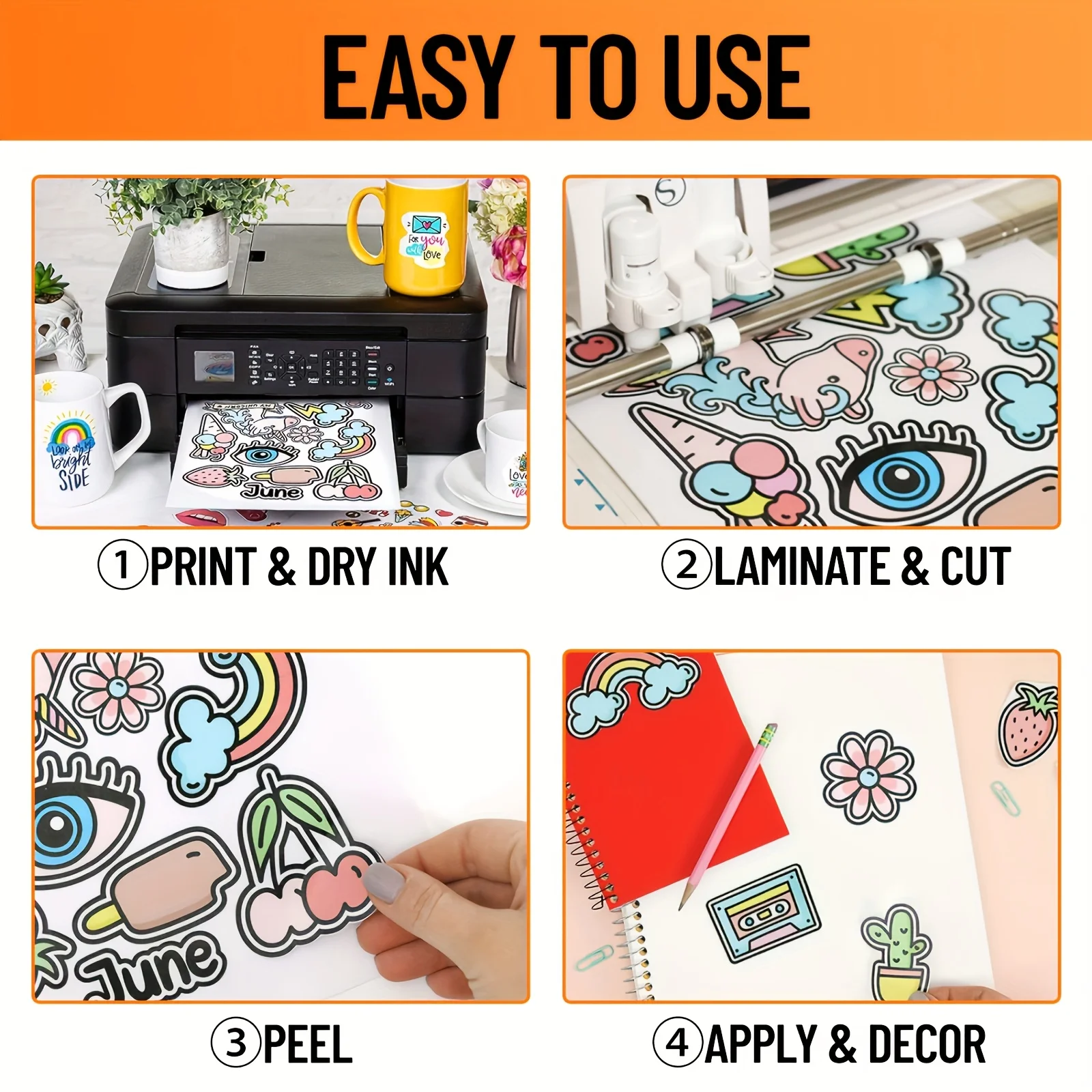 20 arkuszy matowego białego papieru winylowego do druku, format Letter, 8,5 x 11 cali, kompatybilny z drukarkami atramentowymi, samoprzylepny, wodoodporny