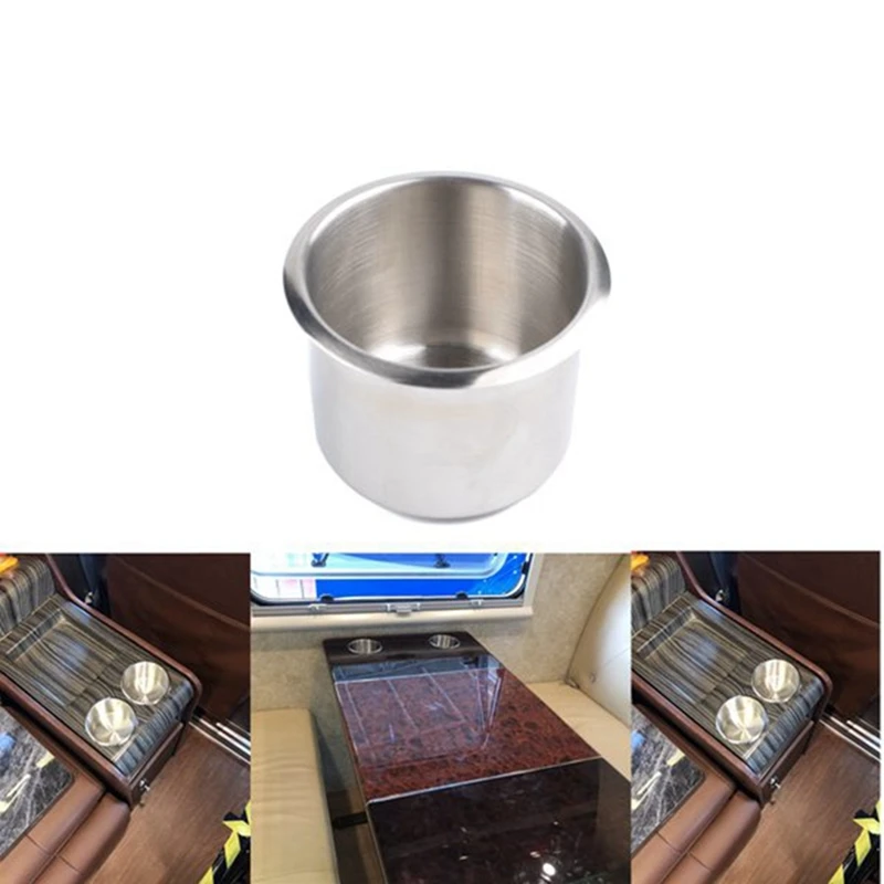 4Pcs Universal Marine Boat Cup Holder 68X55mm Stainless Steel Drop In Drink Cup Holder For Poker Table Couch