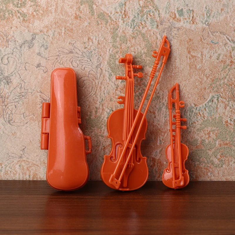 3 stks/set Poppenhuis Miniatuur Viool Speelgoed Vintage Mini Simulatie Instrument Decor Micro Scène Foto Props Kid Pretend Play Speelgoed