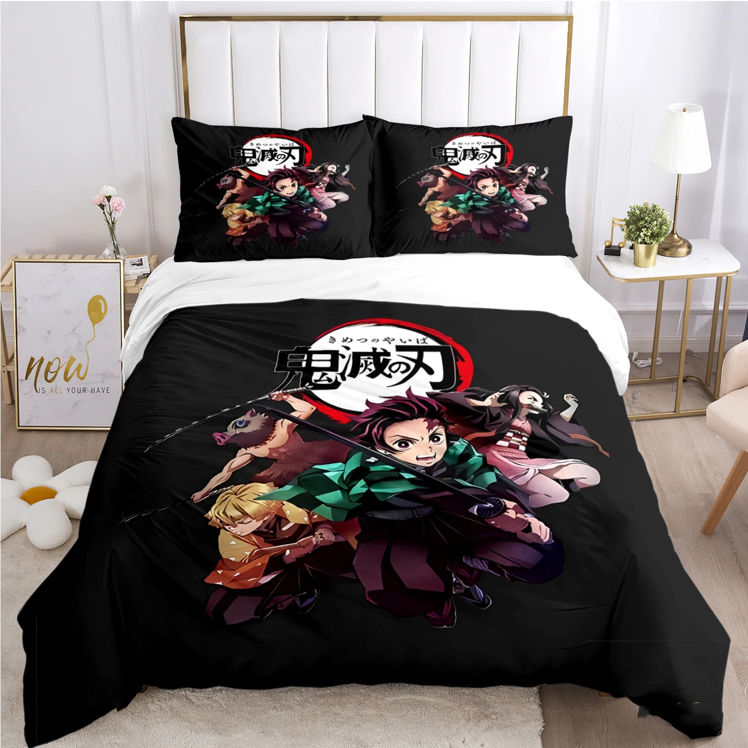 

3D printing Demon Slayer Cartoon All Season Duvet Cover Comforter Bedding Sets Soft Quilt Cover and Pillowcases Boy Single/Doubl
