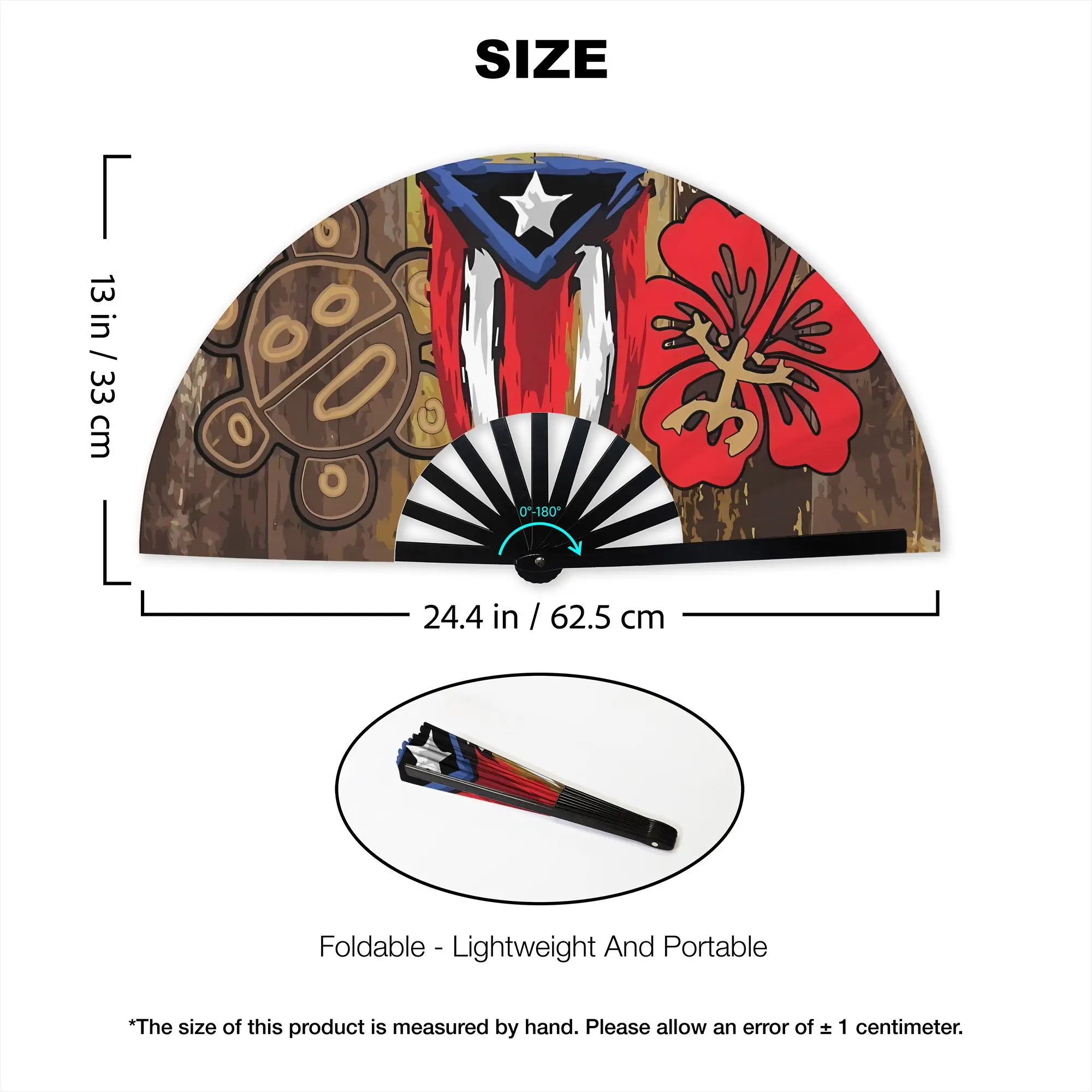 Puerto Rico Folding Fans| Foldable Fan Easy to Carry, Uncharged, Brand: BIIHUDU, Without Battery