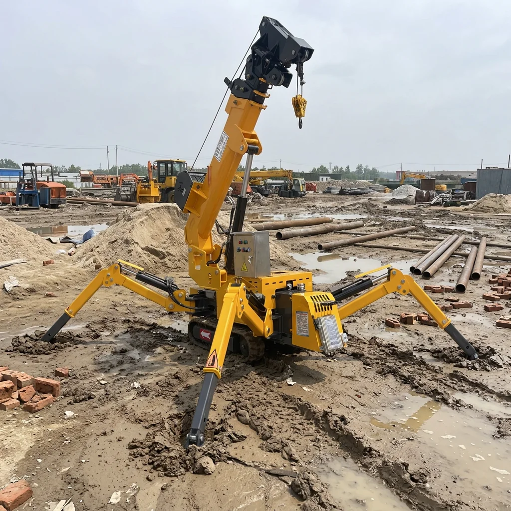 1 Ton 3 Ton 8 Ton Electric Spider Crawler Crane Man Basket Fly Jib Knuckle Boom Crane Core Including Engine Motor Pump Bearing