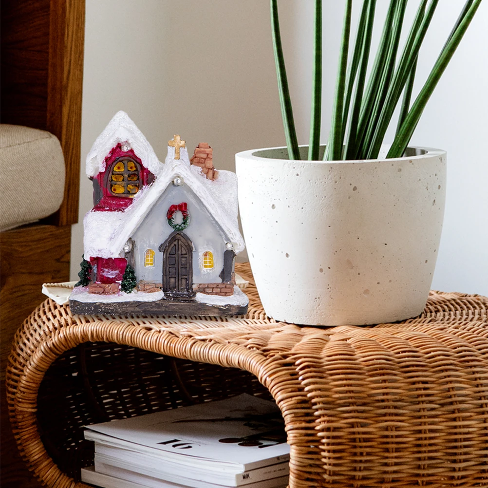 

Glowing Resin Christmas Village Decor Light Light Up House up Figurine Small Desk nament Indoor Table Decoration Gift