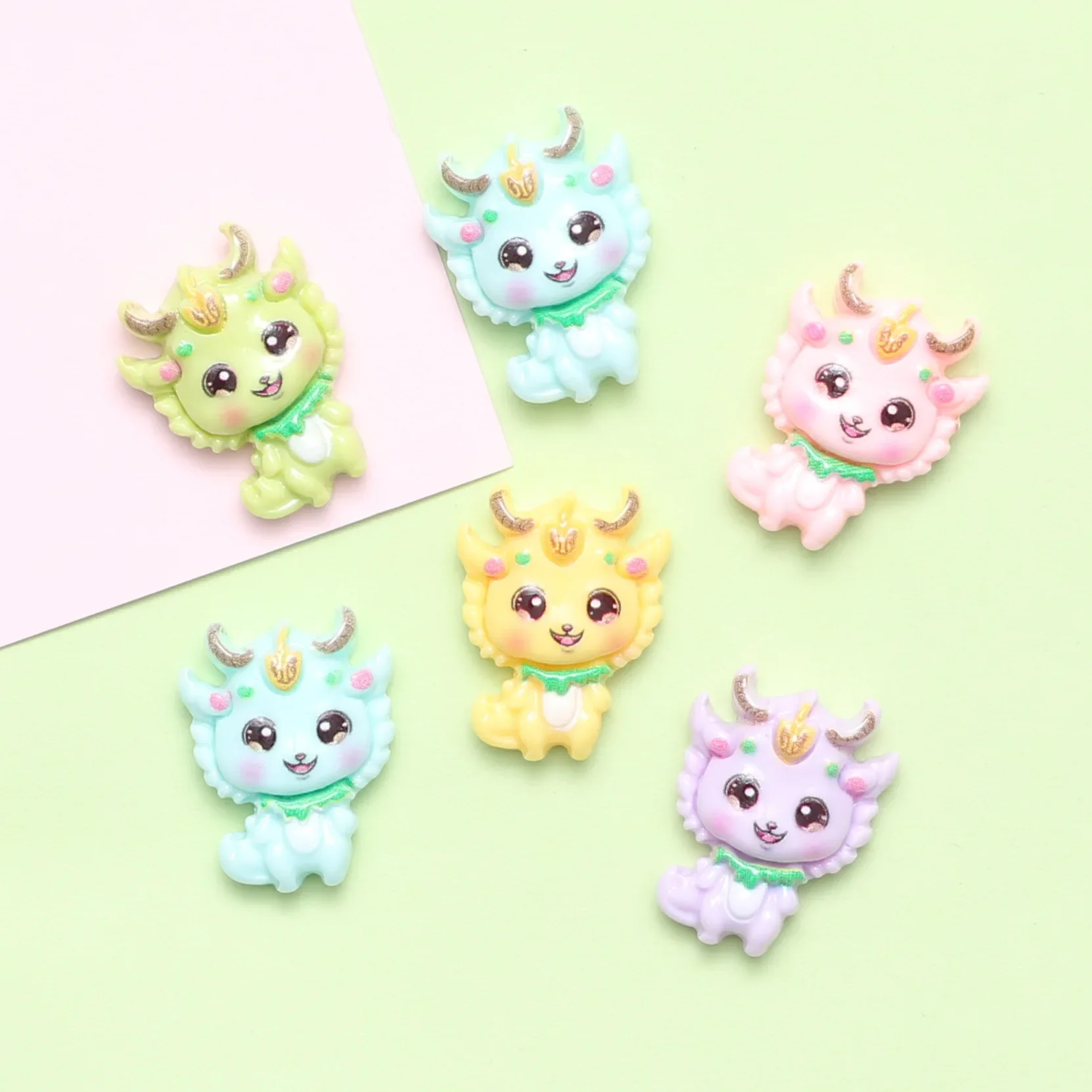 5pcs miniso Dragon Baby resin accessories diy jewelry wholesale mobile phone shell patch cartoon resin flatback