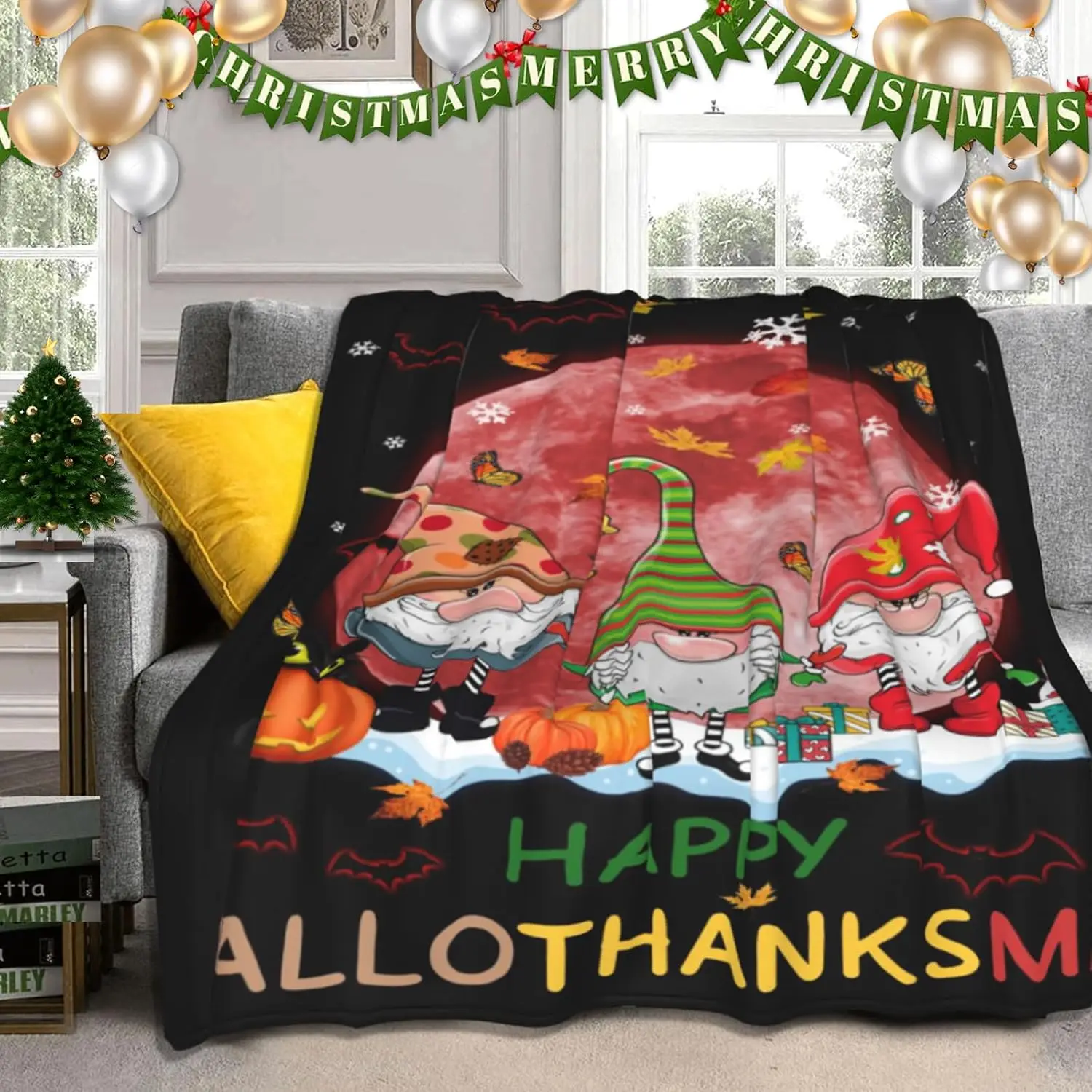 

Christmas Gnome Blanket Gifts, Christmas Decoration Gnome Throws Blanket Gnome Gift Fluffy Blankets for Christmas Thanksgiving H