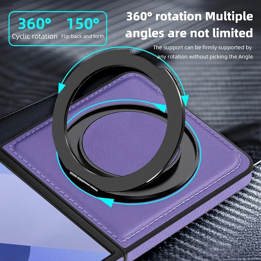 Высококачественный кожаный чехол-подставка для телефона с деловой подставкой для Samsung Galaxy Z Flip 7 6 5 4 3, защитный чехол с магнитным держателем на задней панели