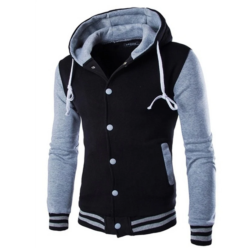 8 Colors Men\'s Baseball Jacket Hooded Jacket Eight Colors Slim Short Cardigan Sweater Brushed Hoodie Coat