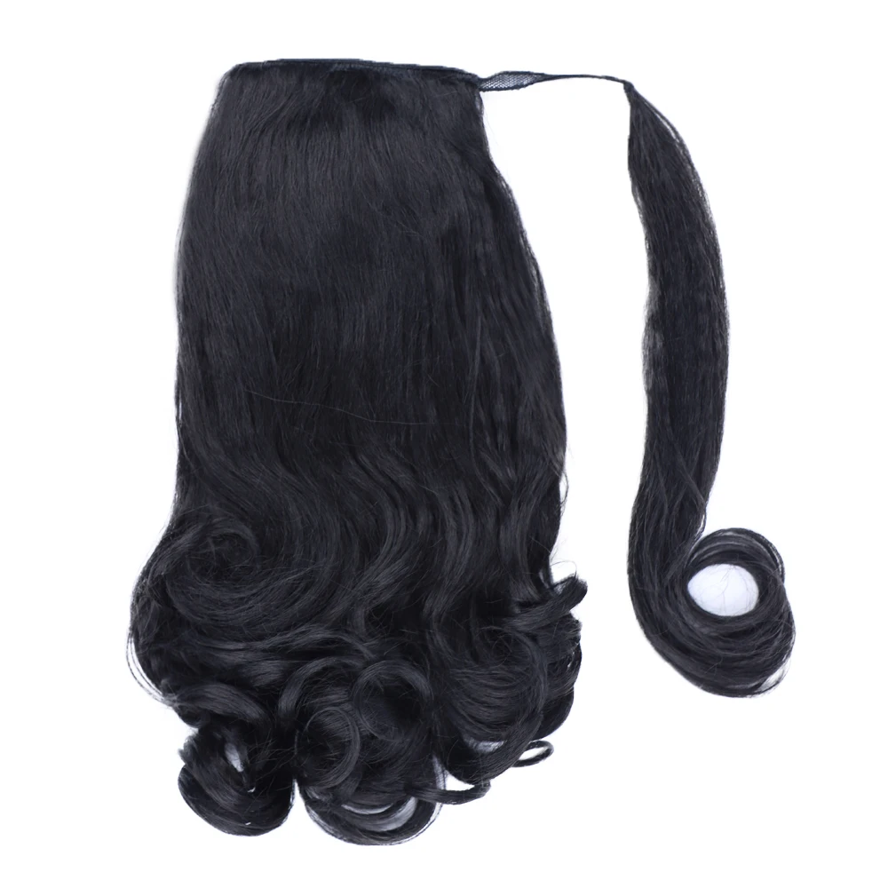 Curly End synthetische Pferdes chwanz verlängerungen Wickel pferdes chwänze für Frauen 16 Zoll hohe Puff Pferdes chwänze elastische Afro Pony Haar teile