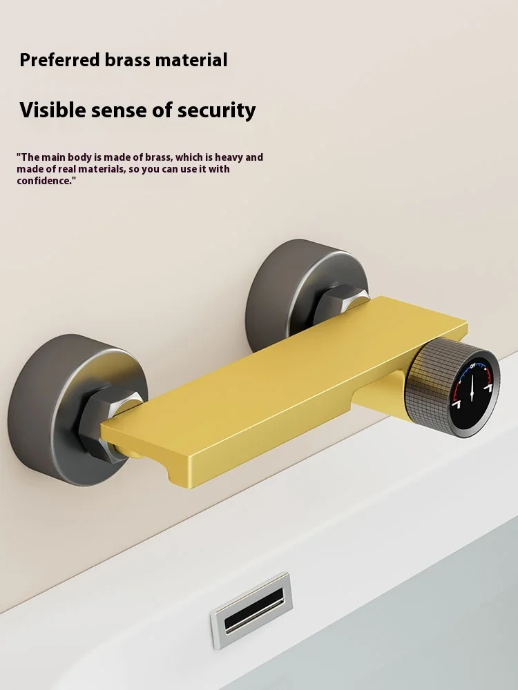 Solid Brass Deck Mounted Tub Shower Faucet - Hot/Cold High Flow Mixing Valve with Shower Head, Bathroom Fixture