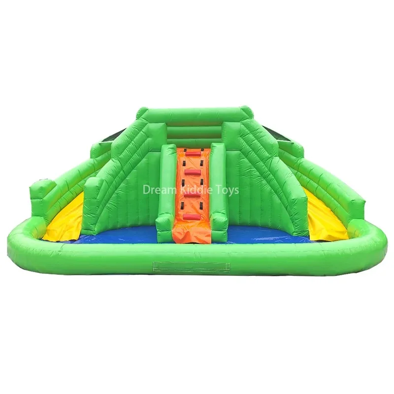 Small Inflatable Water Park for Kids Double Slides With Pool Blow up Bouncy Castle With Rock Climbing Wall and Splash Pool