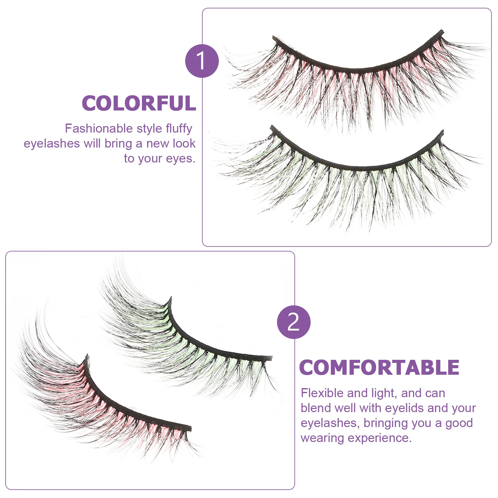 5 pares de cílios postiços naturais coloridos 3d extensões de cílios falsos para festa clube cosplay baile longo cílios postiços