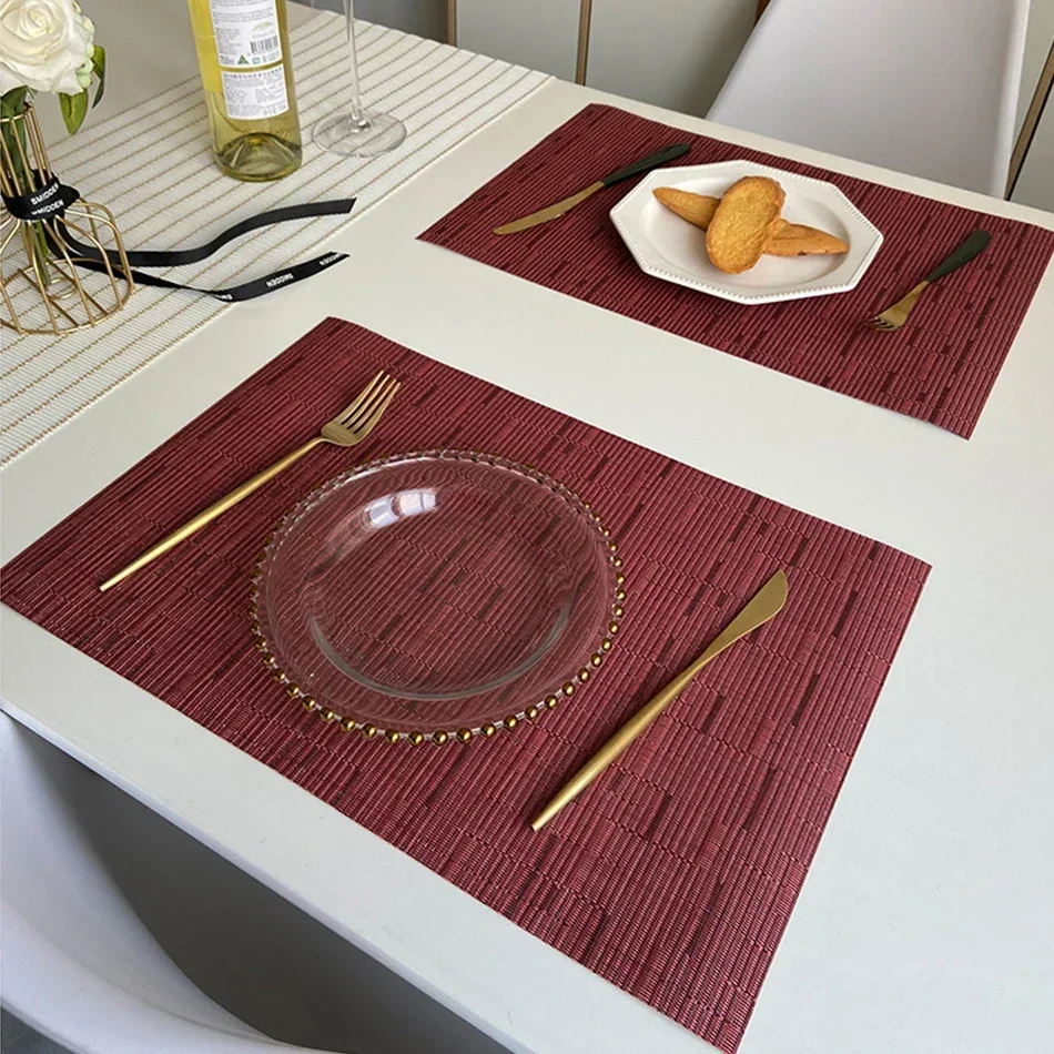 

Set of 6 Easy to Clean Wipeable Non-Fading Waterproof Textilene Placemats,for Kitchen Dining Patio Decor Durable Table Mat