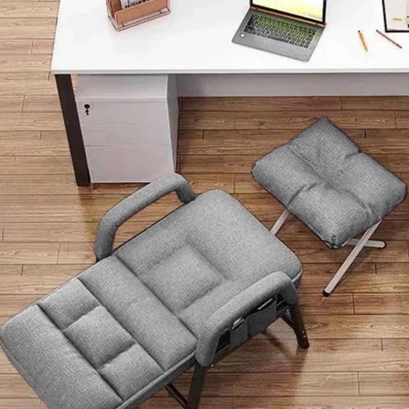 Luxurious Leather Home Computer Chair Comfortable Backrest Office Chair with Steel Legs Lazy Sofa Seat for Work and Relaxation