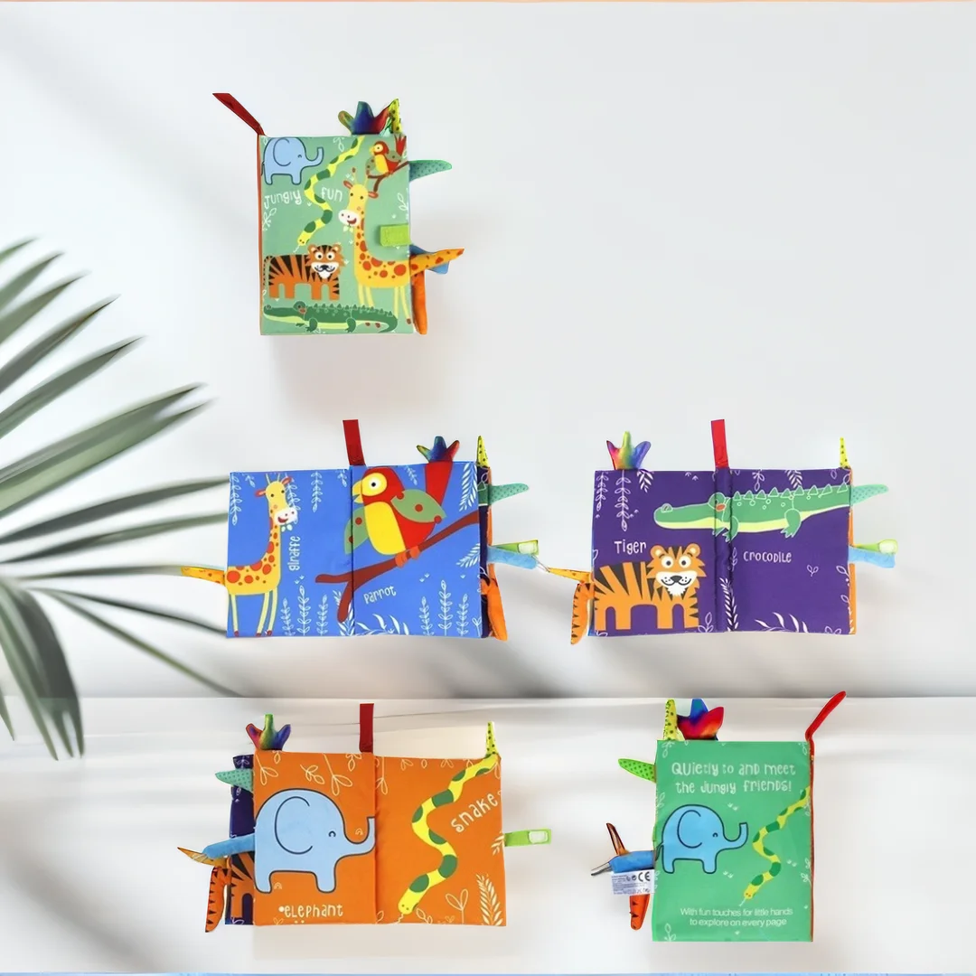 モンテッソーリ ソフトベビーブック - 3D タッチフィール ハイコントラスト感覚布絵本 早期学習用教育玩具 子供向け