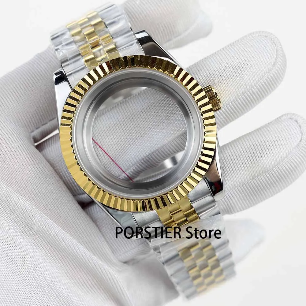36/39mm rose gold /silver NH35 watch case sapphire glass fit NH35 NH36 movement 28.5mm dial jubilee bracelet stainless steel