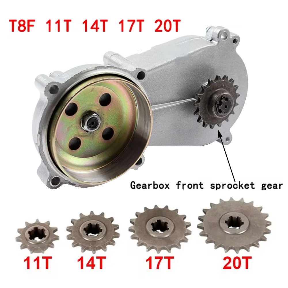 Передняя шестерня T8F, 11T 14T 17T 20T, коробка передач для передней звездочки, 2-тактный двигатель 47cc 49CC, для квадроцикла, квадроцикла, мини-внедорожного карманного велосипеда