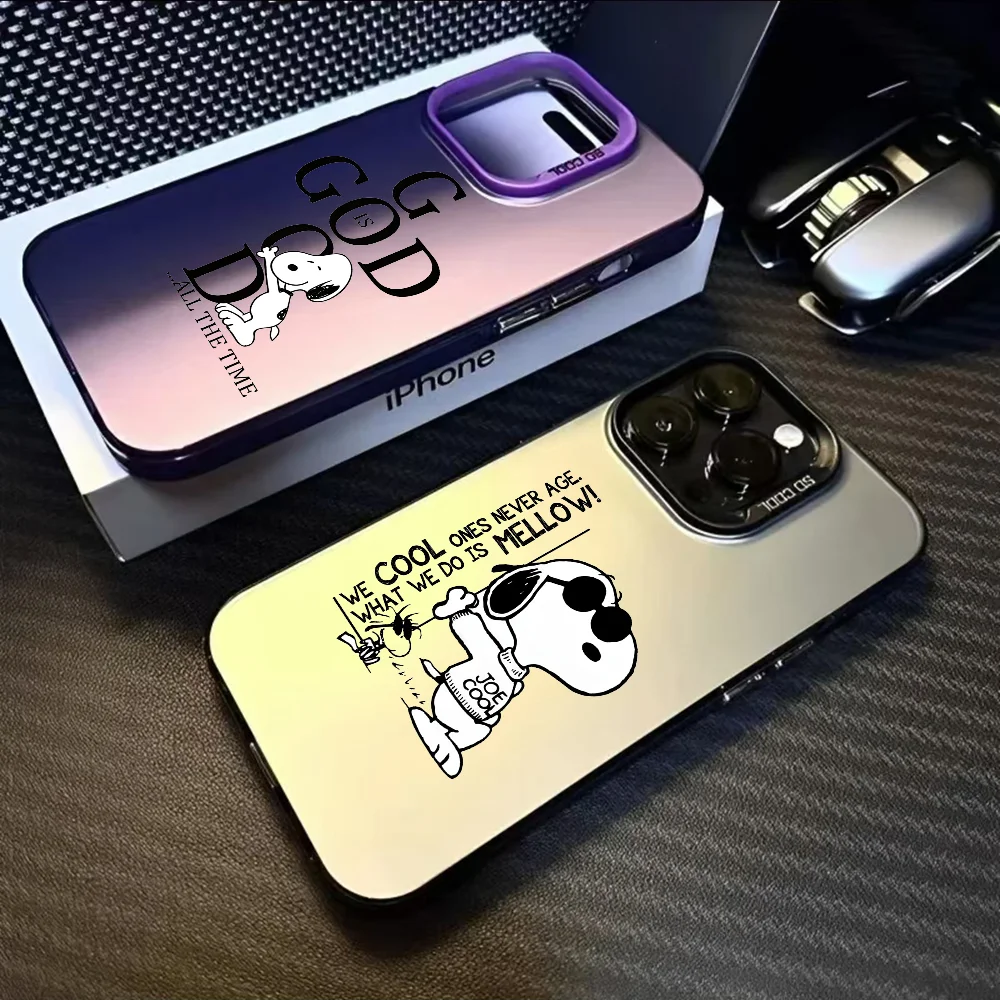 S-Snoopy Cartoon Creative Cute Phone Case For iPhone 16 15 14 13 12 11 Pro Max White Ultra-thin Soft Candy Abrazine Funda