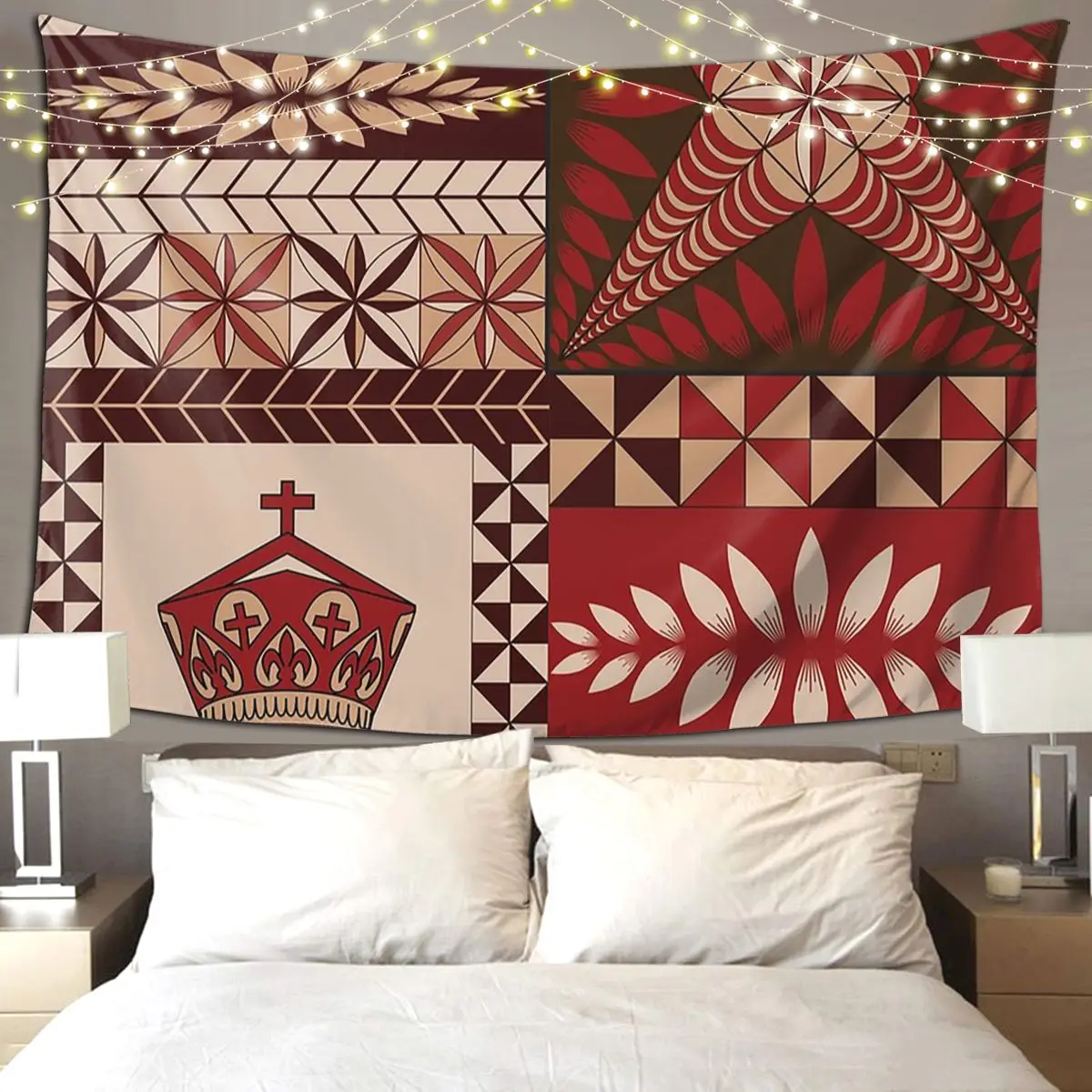 

Узор Fonulei-Tongan Ngatu гобелен художественный настенный эстетический домашний декор гобелены для гостиной спальни комната в общежитии