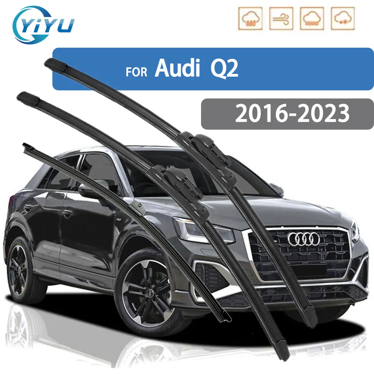 

3PCS Car Wiper For Audi Q2 2016-2023 Front Rear Wiper Blades Brushes Car Accessories