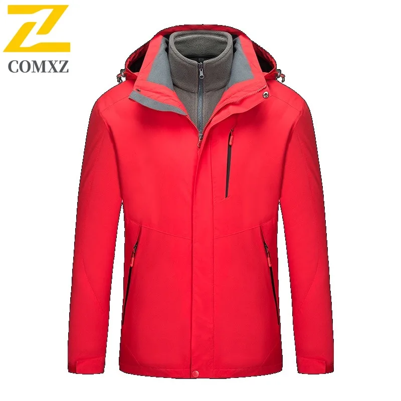 طقم مكون من قطعتين سترة واقية بغطاء للرأس مقاومة للرياح ومقاومة للماء ملابس خارجية دافئة على طراز الزوجين معطف رياضي لتسلق الجبال في الهواء الطلق #1