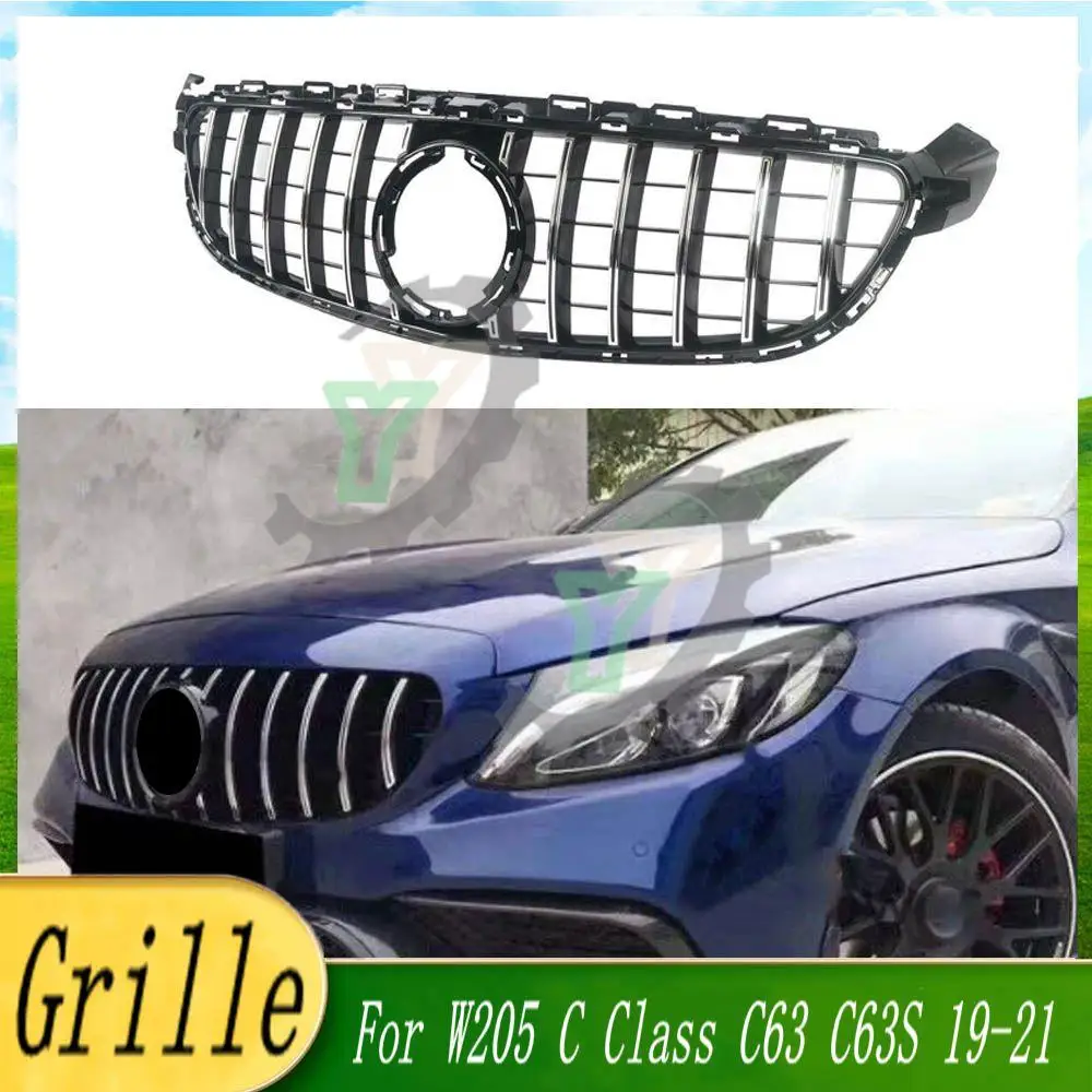 

For Mercedes-Benz C-Class W205 C63 C63S 2019 2020 2021 Car Accessory Front Bumper Upper Grille facelift GT Style Racing Grill