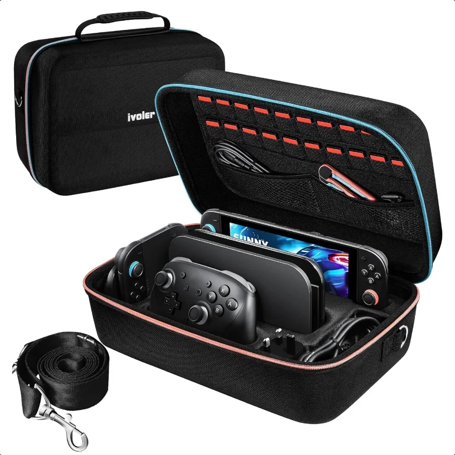 

Carrying Storage All in One Case for Switch 2 2025 Portable Travel All Protective Hard Menger Bag Soft Lining 20 Games for Swi