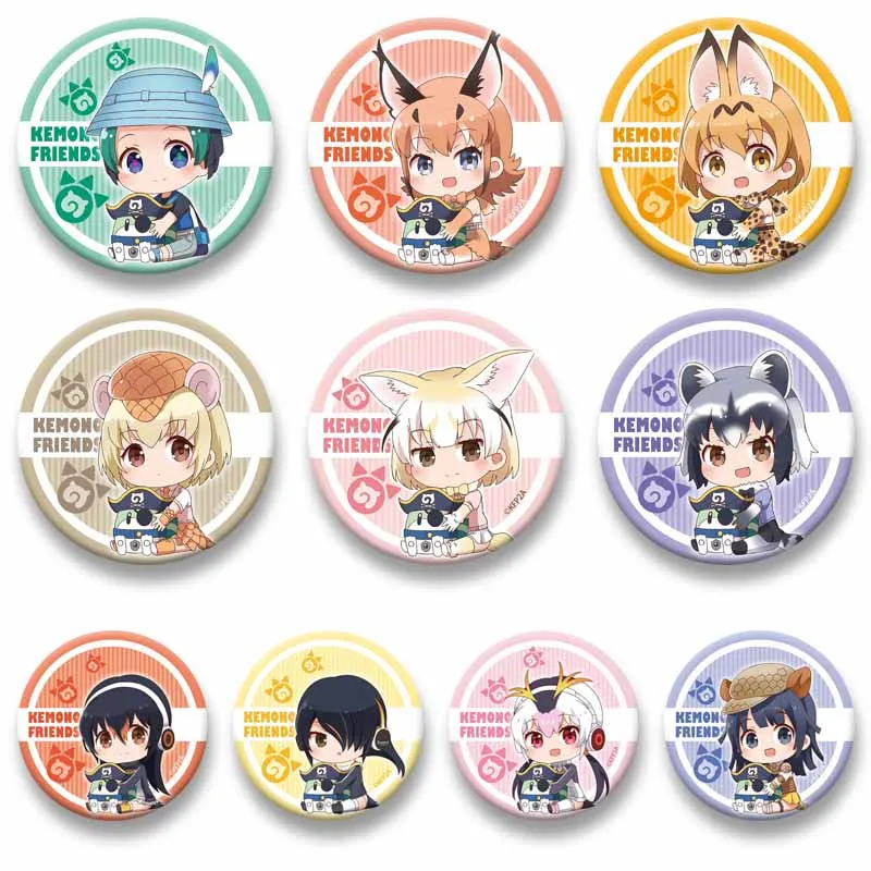 Cute Cartoon Suri Alpaca Kaban Royal Penguin Coin Badge Kemono Friends Anime Enamel Pins Bag Clothes Decor Brooch Friends Gifts