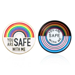 You Are Safe With Me Safety Pin Brooches Hard enamel lapel pins Backpack Jackets Bags Accessories for Men Women Couple