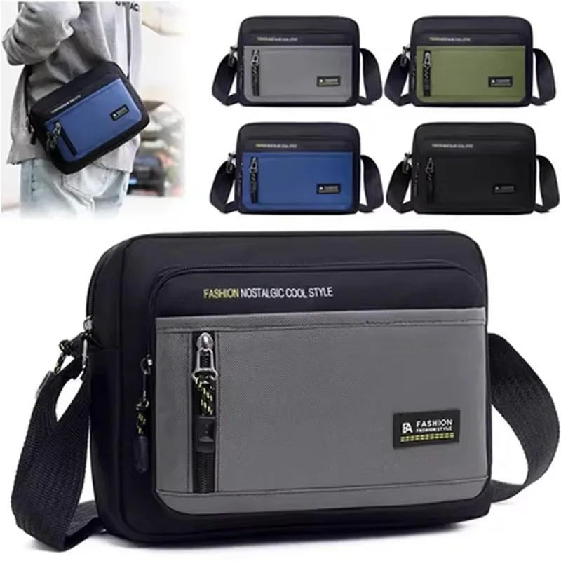 

Мужская деловая модная сумка через плечо с несколькими карманами, водонепроницаемая сумка унисекс большой вместимости, рабочая дорожная парусиновая сумка через плечо для мужчин