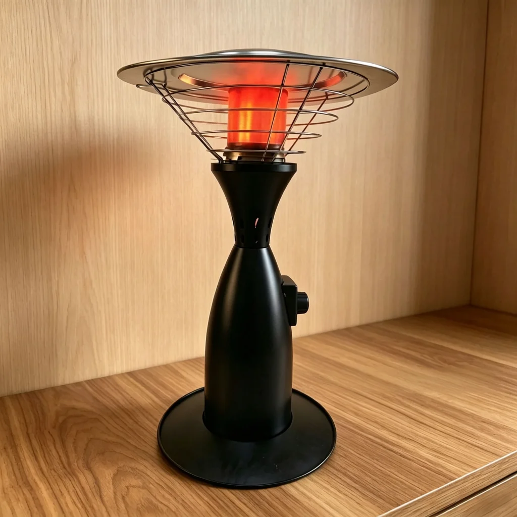 Portable One-Piece Umbrella-Style Patio Heater Wind Deflector Outdoor Propane Tabletop Heater Featuring Adjustable Quick-Heat