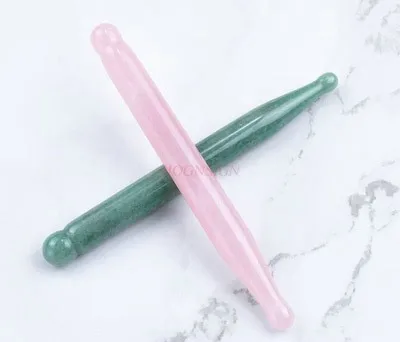 

Pink crystal jade massage stick Meridian health equipment Beauty acupuncture pen Facial rolling tendon stick