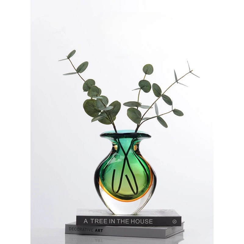 

Flared flat vase, light luxury, simple and high-end glazed vase