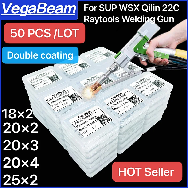 50 PCS Laser Protective Windows Lens 18x2 20x2 20x3 20x4 25x2 1064nm Optical Lens for Laser Handheld Welding Gun Protective Lens