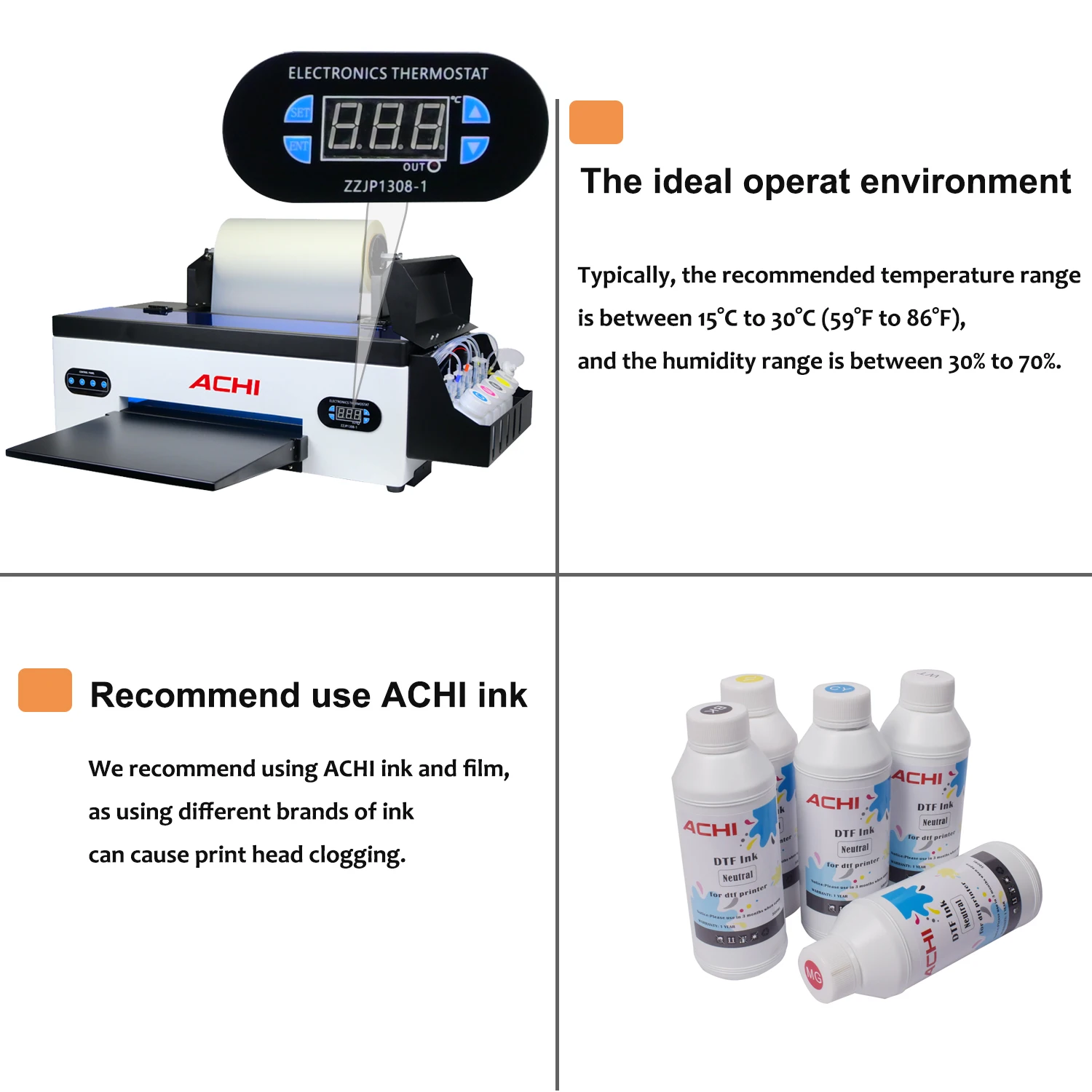 ACHI A3 DTF Printer L1800 Flatbed UV Water-cooled Printer with T-shirt Clamp for Bottle Glass Metal Wood Clothes Printing