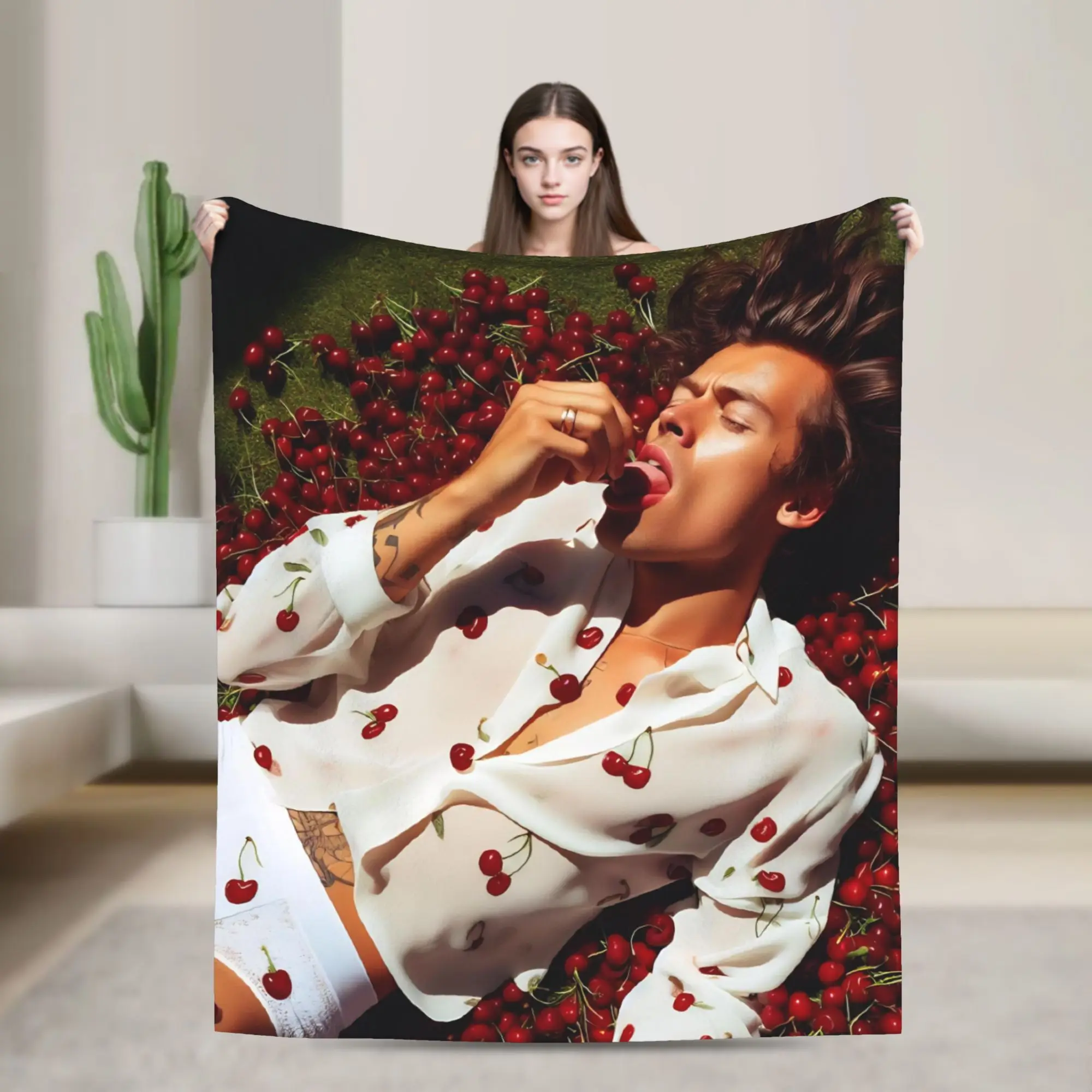Kiss All The Time Album Knitted Blanket Flannel Harrys Music Styles Soft Throw Blankets for Outdoor Travel Bedroom Quilt