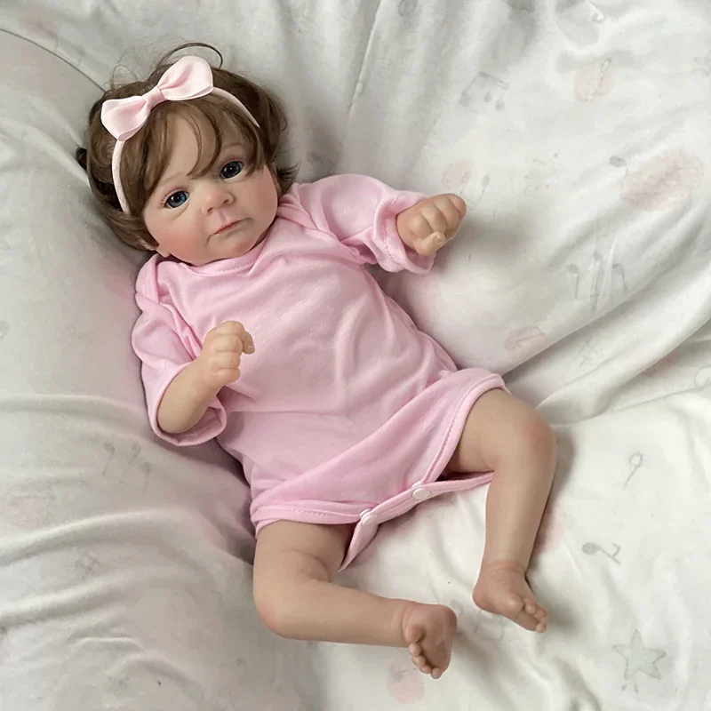 18inch Newborn Baby Reborn Doll Felicia Lifelike Soft Touch Cuddly Baby Multiple Layers Painting 3D Skin with Visible Veins