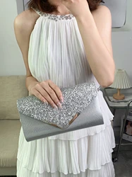 Glitter Bling, pochette a busta elegante e alla moda, borsa da sposa per feste per borsa da pranzo da donna