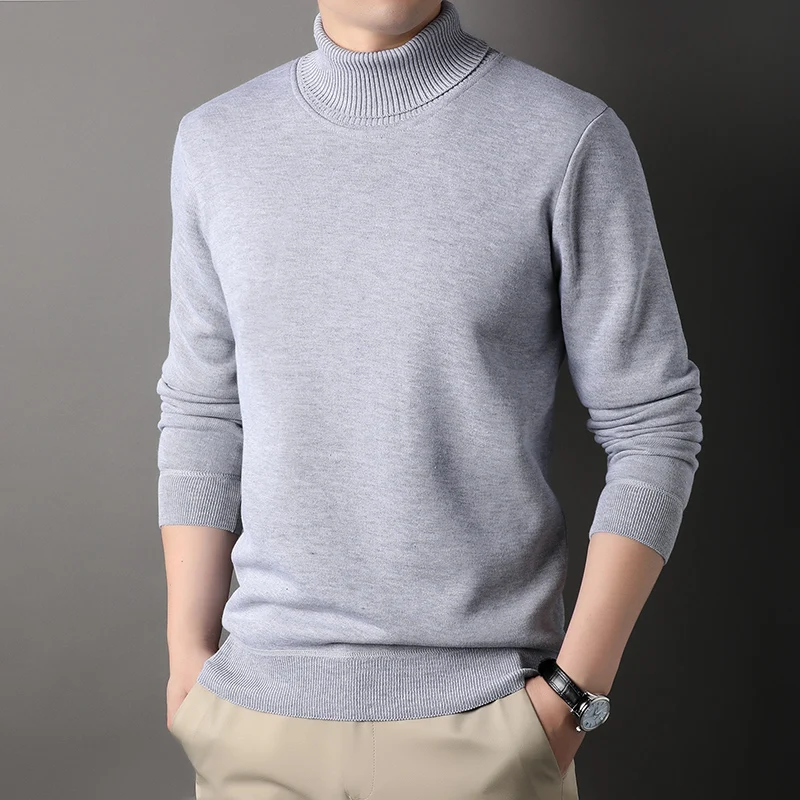 Maglione a collo alto, felpa monopezzo in pile da uomo alla moda e fresca, ispessita e in pile, calda in autunno e inverno, lana